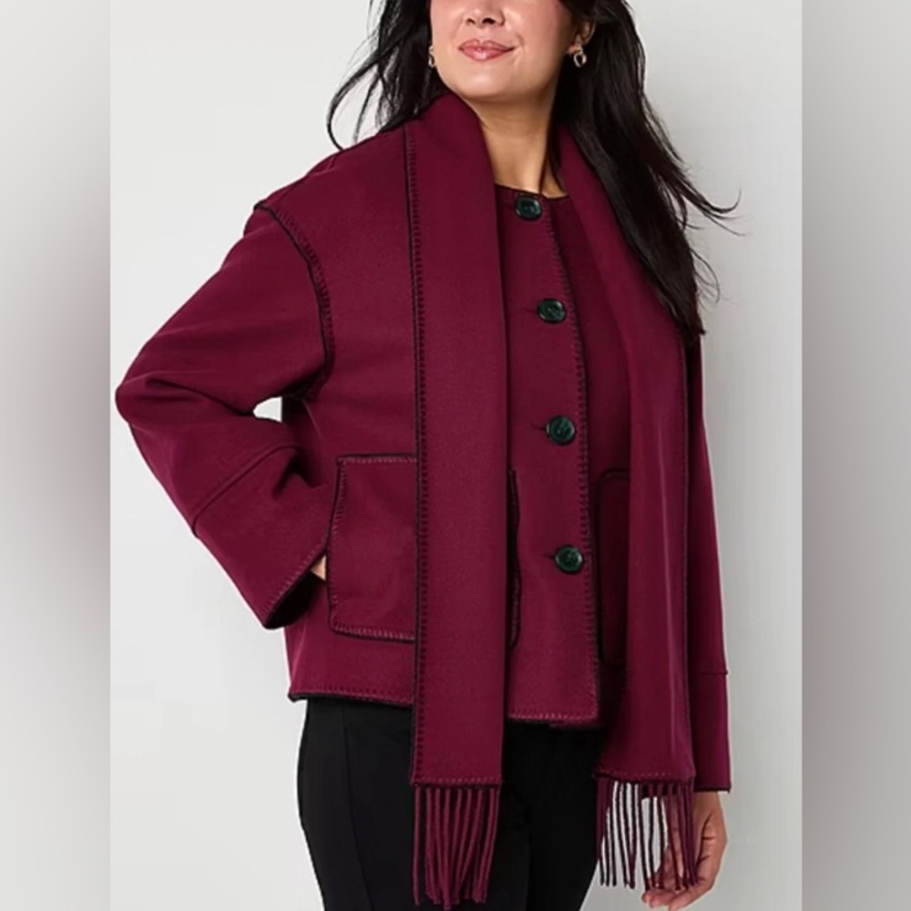 NEW Liz Claiborne Burgundy Passon Jacket